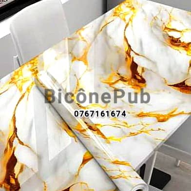 Papier peint mural en Caoutchouc imitation marbre Jaune blanc